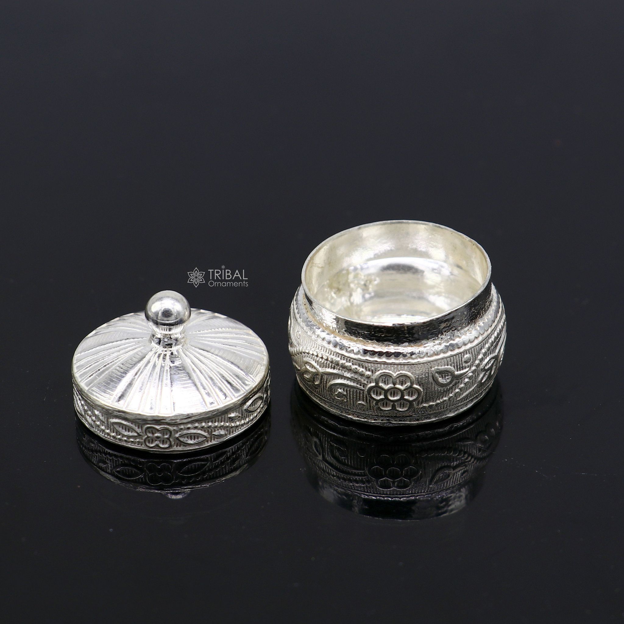 925 sterling silver trinket box, kajal box/casket box bridal round shape box collection, container box, eyeliner box gifting art stb844