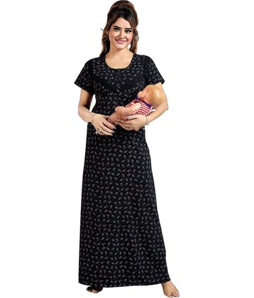 Gutthi Black Hosiery Women's Nightwear Nighty & Night Gowns ( Pack of 1 )
