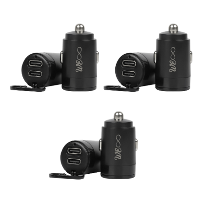 Walta Elite Panache 6 30W Car Charger With Dual Output, Super Fast Charging with type C to type C Cable- Black (Pack of 3)