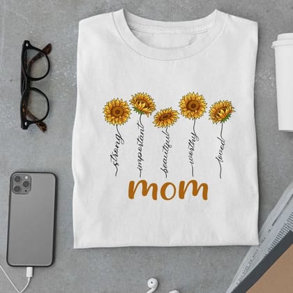 Mom Flower T Shirt-White / XXL