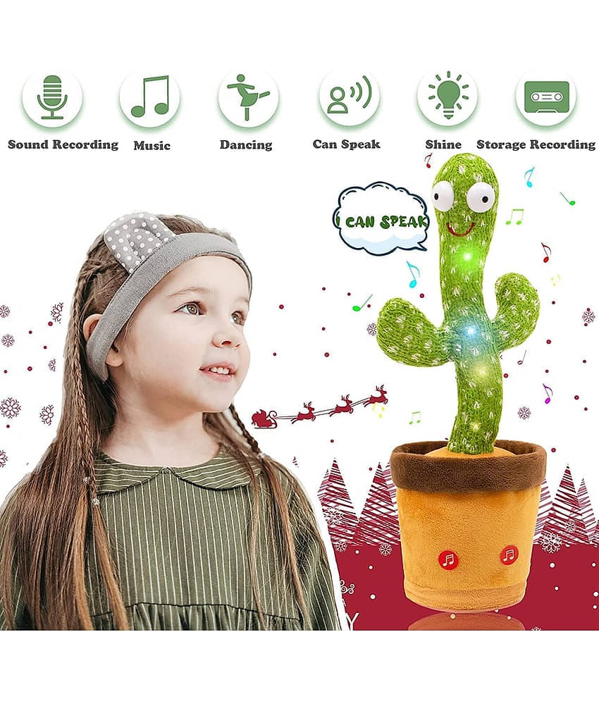 Talking & Dancing Cactus Plush Activity Toy with Singing & Recording Function