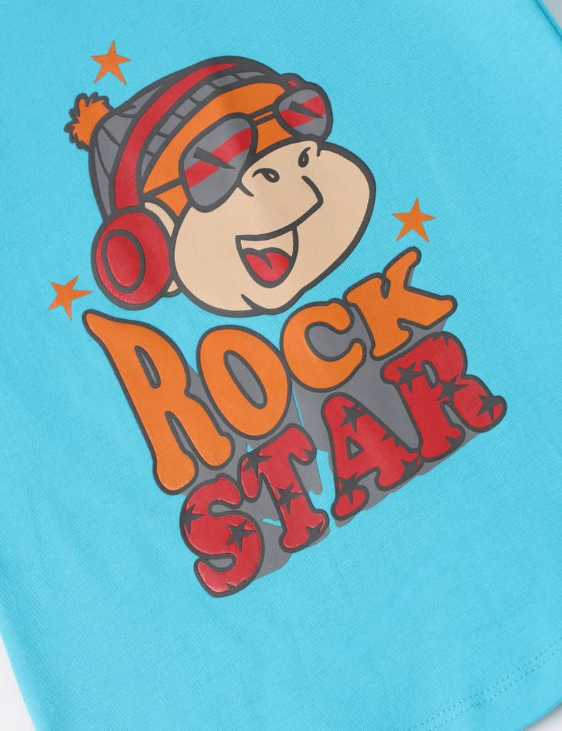 Top Kids Boys T shirt Cotton Scuba Blue Rock Star 2025 at ShopCircuit | ONDC