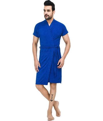 Poorak Blue Free Size Bathrobe ( Pack of 1 )