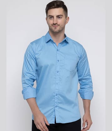 MODERNITY Cotton Blend Regular Fit Solids Full Sleeves Men's Casual Shirt - Blue ( Pack of 1 )