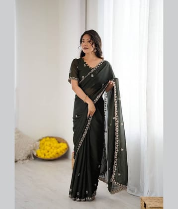 Rangtulika Ethnics Georgette Woven Design Regular Saree With Unstitched Blouse Piece ( Maroon )