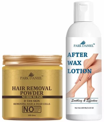 Park Daniel Hair Removal Powder and After Wax Lotion Post Wax Skin Soother Lotion For Soothing Skin Combo 100 g Pack of 2