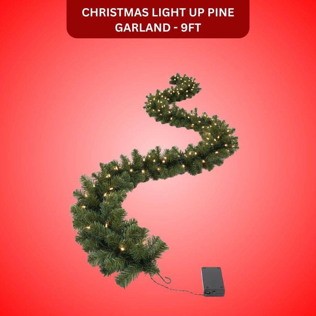 Christmas Light Up Pine Garland - 9FT - Party and Festive Needs | Buy online on ZillyBuy