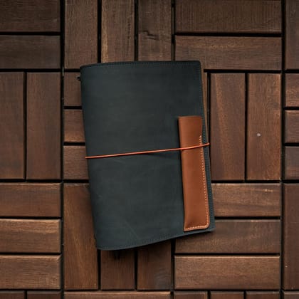 RS // Midnight Blue w/ Tan Pen Capsule Journal Cover - A5