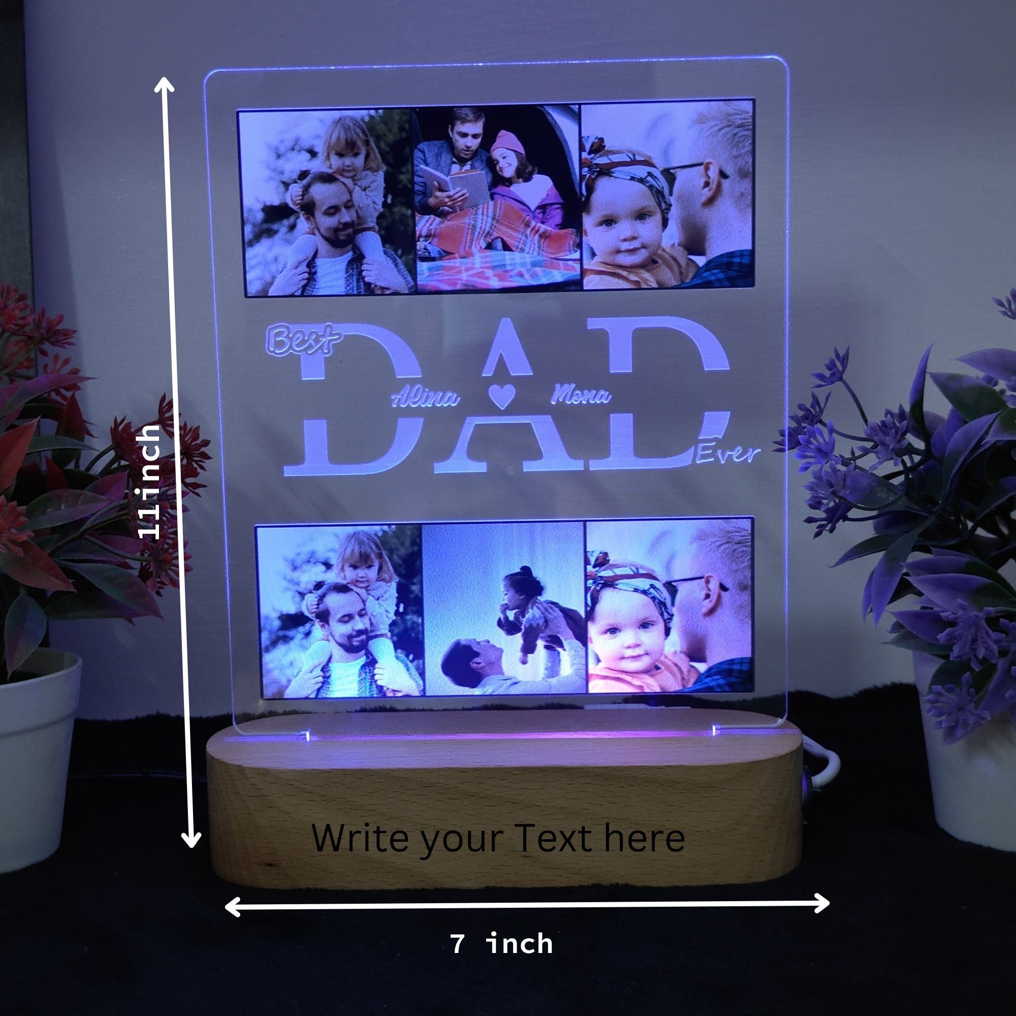 Shayona 3D Illusion personalized Lamp Gift for Dad from Daughter Son,Dad Birthday , Gift RGB Acrylic Night Light with  Wood Base,Present for Thanksgiving,Christmas,Father's Day,Remote Control  16