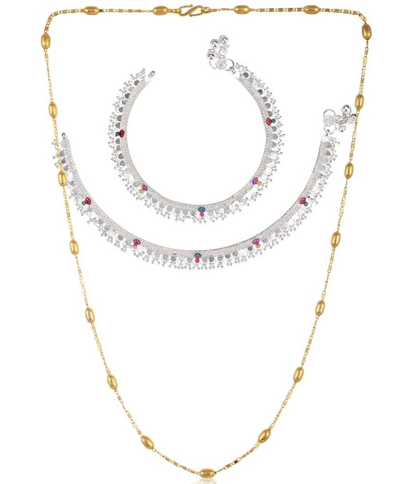 AanyaCentric Multicolor Anklets ( Pack of 3 )