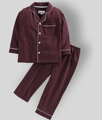 Nite Flite Pack of 1 Girls Cotton Nightsuit Set ( Maroon )