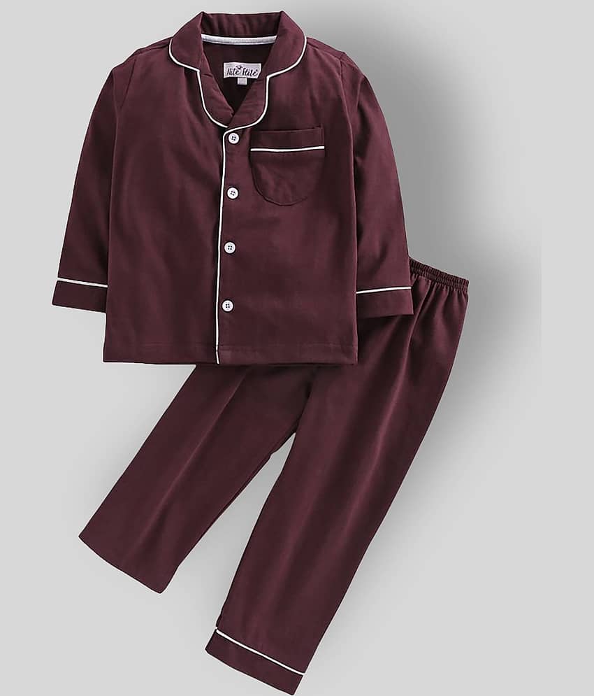 Nite Flite Pack of 1 Girls Cotton Nightsuit Set ( Maroon )