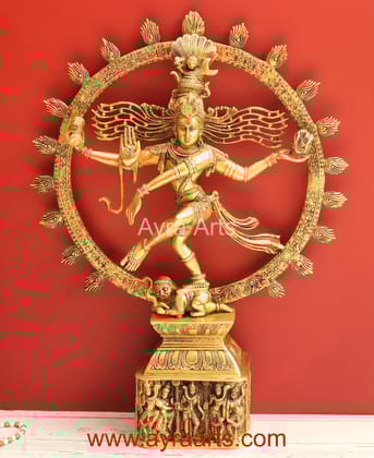 Brass Nataraja Murti Lord Shiva Tandava Dancing Idol for Home & Temple Decor - 24 Inch Height