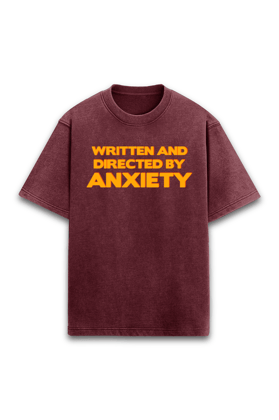 Written and Directed ACID Wash Unisex t-shirt oversized t-shirt-Maroon / XS