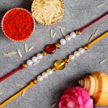 Pack of 2 Designer Rakhis and Roli Chawal Pack