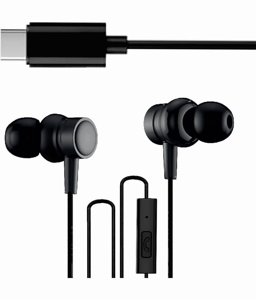 Tecsox Bassbuds Type C Wired Earphone In Ear Magnetic Earpeice Black