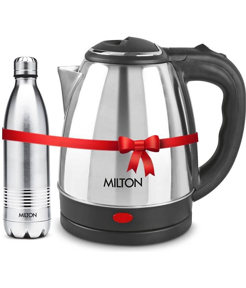 Milton Combo Set Go Electro 2 Ltrs Electric Kettle and Duo DLX 500 ml- Silver Thermosteel Hot or Cold Stainless Steel Water Bottle