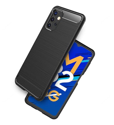 Carbon Fibre Series Shockproof Armor Back Cover for Samsung Galaxy M32 5G, 6.5 inch, Black