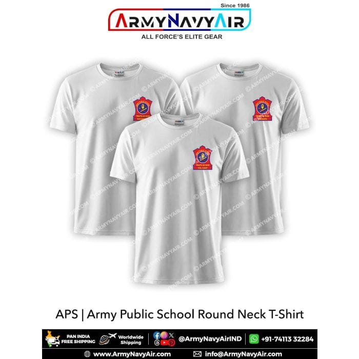 ArmyNavyAir APS Round Neck T-Shirt (Small) | Premium Cotton Blend | Casual & Institutional
