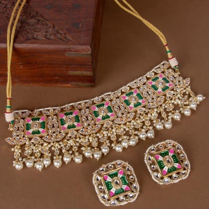 Meenakari Kundan Studded Choker Set