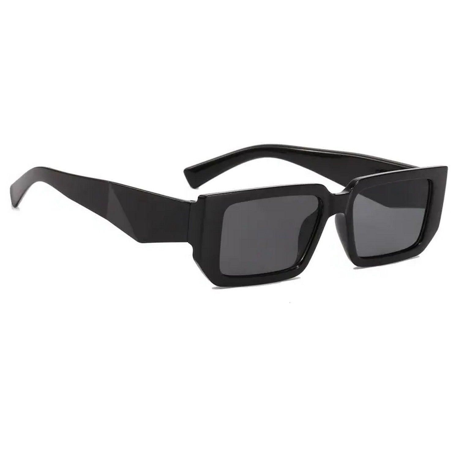 Dervin UV Protection Rectangular wide leg Sunglasses for Men and Women (Black)-Black