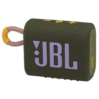 JBL Go 3, Wireless Ultra Portable Bluetooth Speaker, Pro Sound, Vibrant Colors with Rugged Fabric Design, Waterproof, Type C (Without Mic, Green) JBL Go 3, Wireless Ultra Portable Bluetooth Speaker, Pro Sound, Vibrant Colors with Rugged Fabric Design, Wa