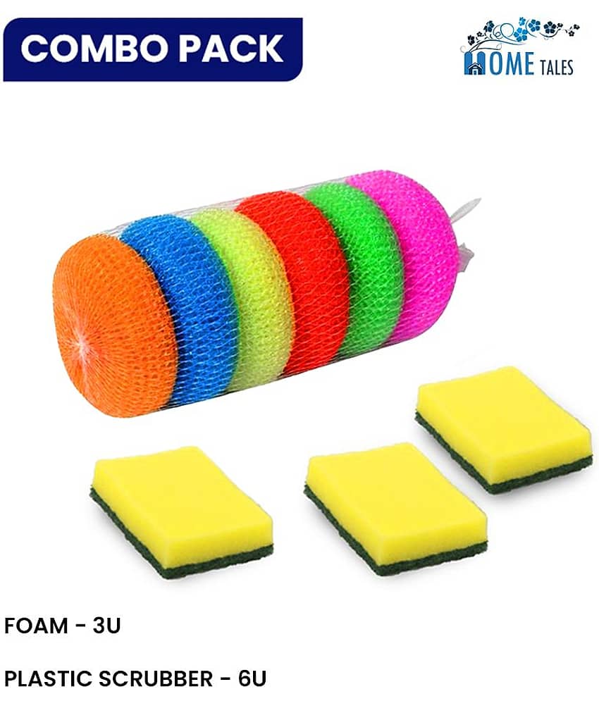 Cleaning Combo Sponge Scrub Pad 3U & Plastic Scrubber 6U
