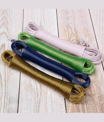 4 PCS 20 Mtr Steel Wire PVC Coated Rope for Clothes Drying, Hanging in Indoor and Outdoor, Fancy Style Laundry Dryer (20 Meters)