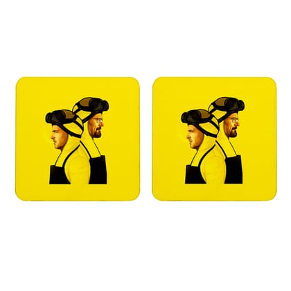 Yellow Breaking Bad Poster All Yellow Set Of 2 Square Wooden Coaster
