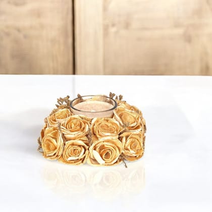 Thai Rose Fragrant Dried Flowers Wreath Candles Golden