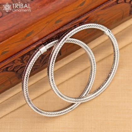 925 sterling silver handmade customized vintage design bangle bracelet kada single piece excellent oxidized gifting unisex jewelry nssk4-2-4 oir 2.25 inches