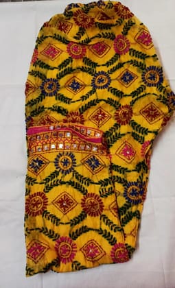 Fulkari silk pant with cotton lining having full embroidery work.