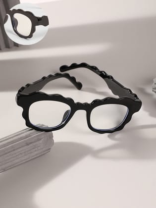 The Wave Rectangular Sunglasses - Onyx Black-Sunglass