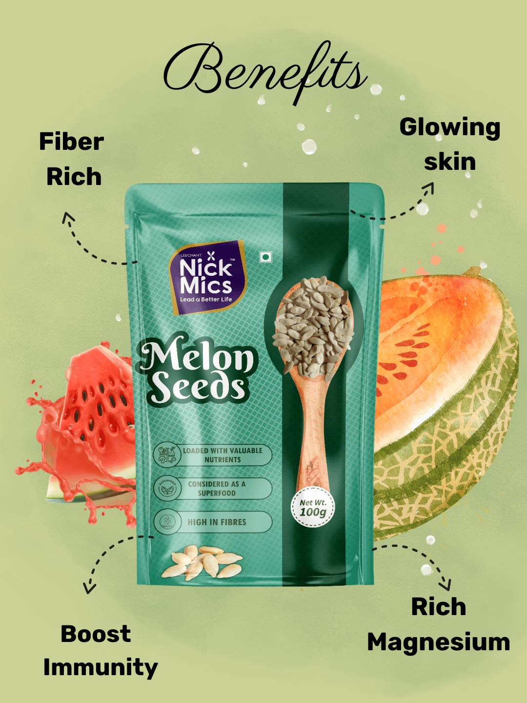 Nickmics Melon seed (Pack of 3)-100g each