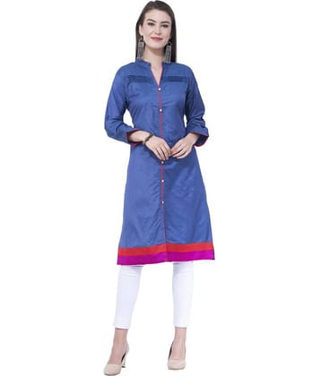 A R Silk - Blue Rayon Women's Front Slit Kurti