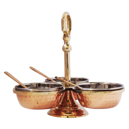 Copper Steel Brass Pickel Achar Holder Bowl With Spoon (BCMAS139 C)