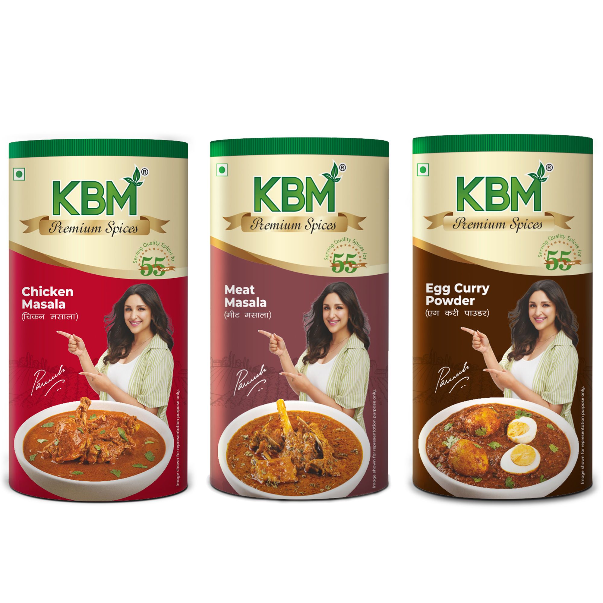 KBM Premium Spices Chicken + Meat + Egg Curry, 100 gm - Pack of 3