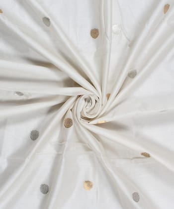 White handwoven cotton silk chanderi fabric