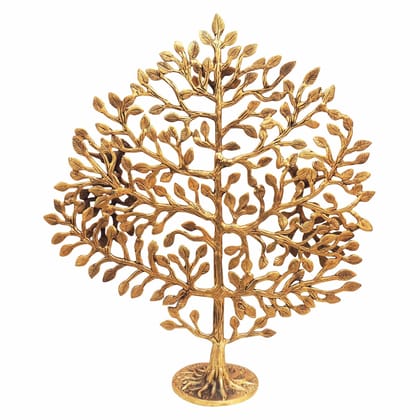 Brass Tree Statue with Round Base - Premium Home Decor Showpiece, Height : 20.5 Inch (BSMAS1295 E)