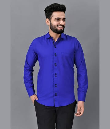 VTEXX Cotton Blend Regular Fit Solids Full Sleeves Men's Casual Shirt - Blue ( Pack of 1 )