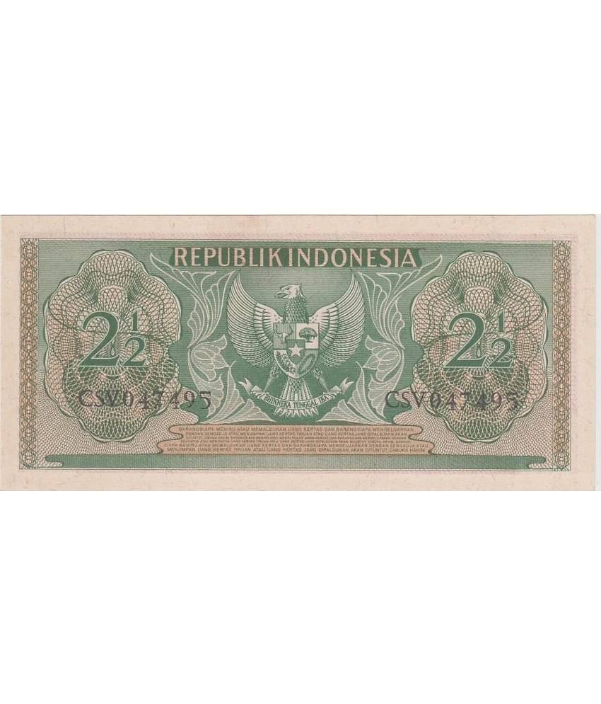 EXTREMELY RARE AND OLD ISSUE YEAR - 1956  INDONESIA DUA SETENGAH RUPIAH GEM UNC TOP GRADE