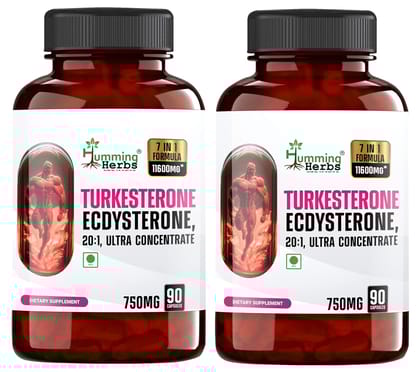 Humming Herbs Turkesterone Supplement 8920mg | Ajuga Turkestanica Extract | Similar to Ecdysterone for Strength & Muscle Growth, 90 Capsules - Pack of 2