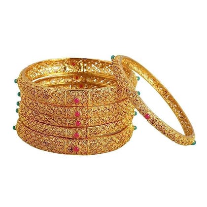 Gold plated Set of 6 Kundan Bangles