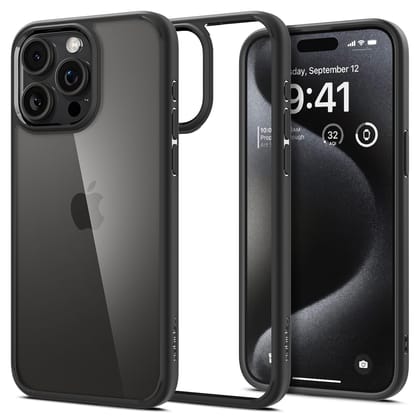 Spigen Ultra Hybrid Back Cover Case for iPhone 15 Pro Max, Durable Hybrid Structure, Air Cushion Technology - Polycarbonate + TPU | Matte Black Spigen Ultra Hybrid Back Cover Case for iPhone 15 Pro Max, Durable Hybrid Structure, Air Cushion Technology - 