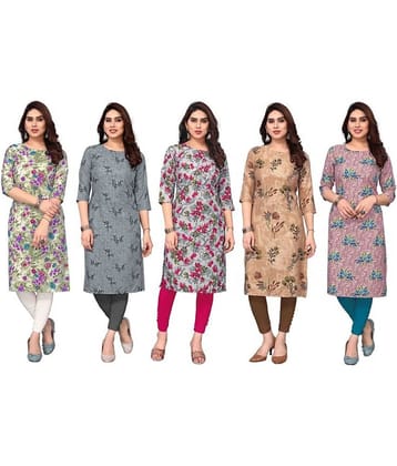 KETAKI FASHION Crepe Printed Straight Women's Kurti - Multicolor8 ( Pack of 5 )