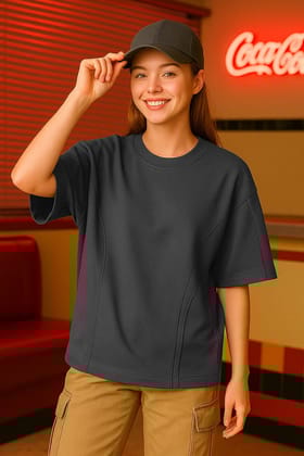 Smokey Grey Oversized T-shirt-XS