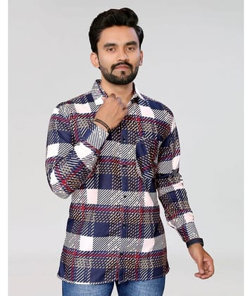 HARPITA 100% Cotton Regular Fit Checks Full Sleeves Men's Casual Shirt - Navy ( Pack of 1 )