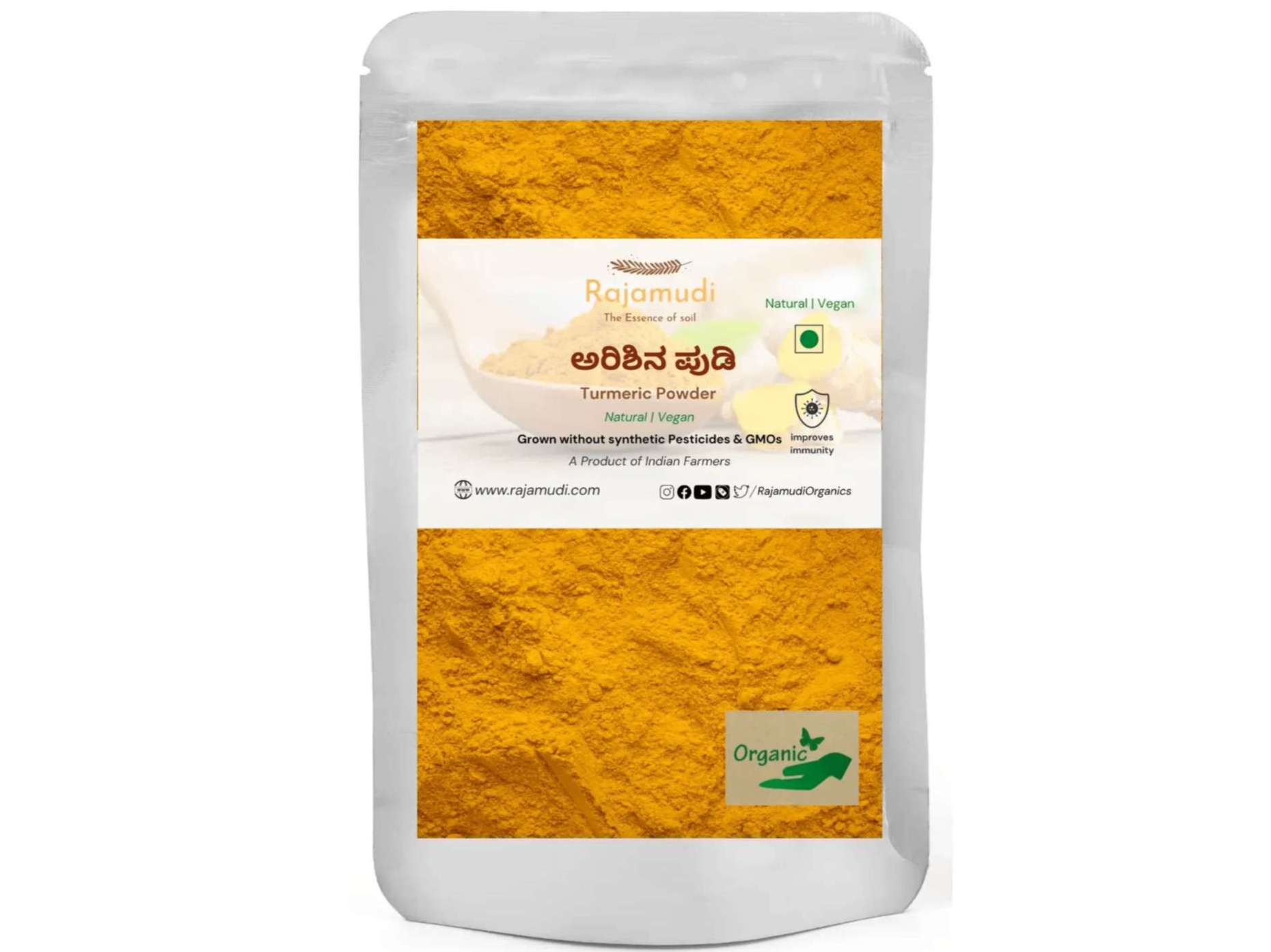 Rajamudi Organics Premium Organic Turmeric Powder - 100 Gram