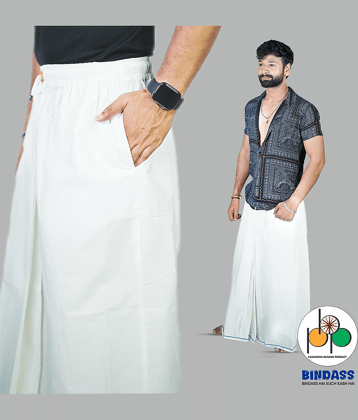 Pasandida Bunkar Product Cotton Men's Lungi White ( Pack of 1 )