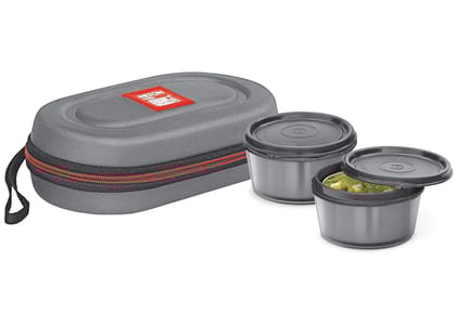 Milton Nutri Stainless Steel Insulated Tiffin Set 320 Ml (Set of 2 - Grey)